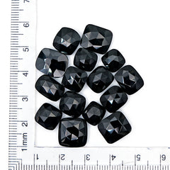 Natural Black Onyx Rose Cut Cushion Gemstones