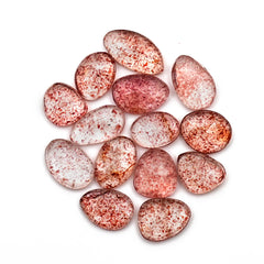 Strawberry Quartz Rosecut Freeform | Natural Faceted Cabochons for Jewelry - 14 pieces