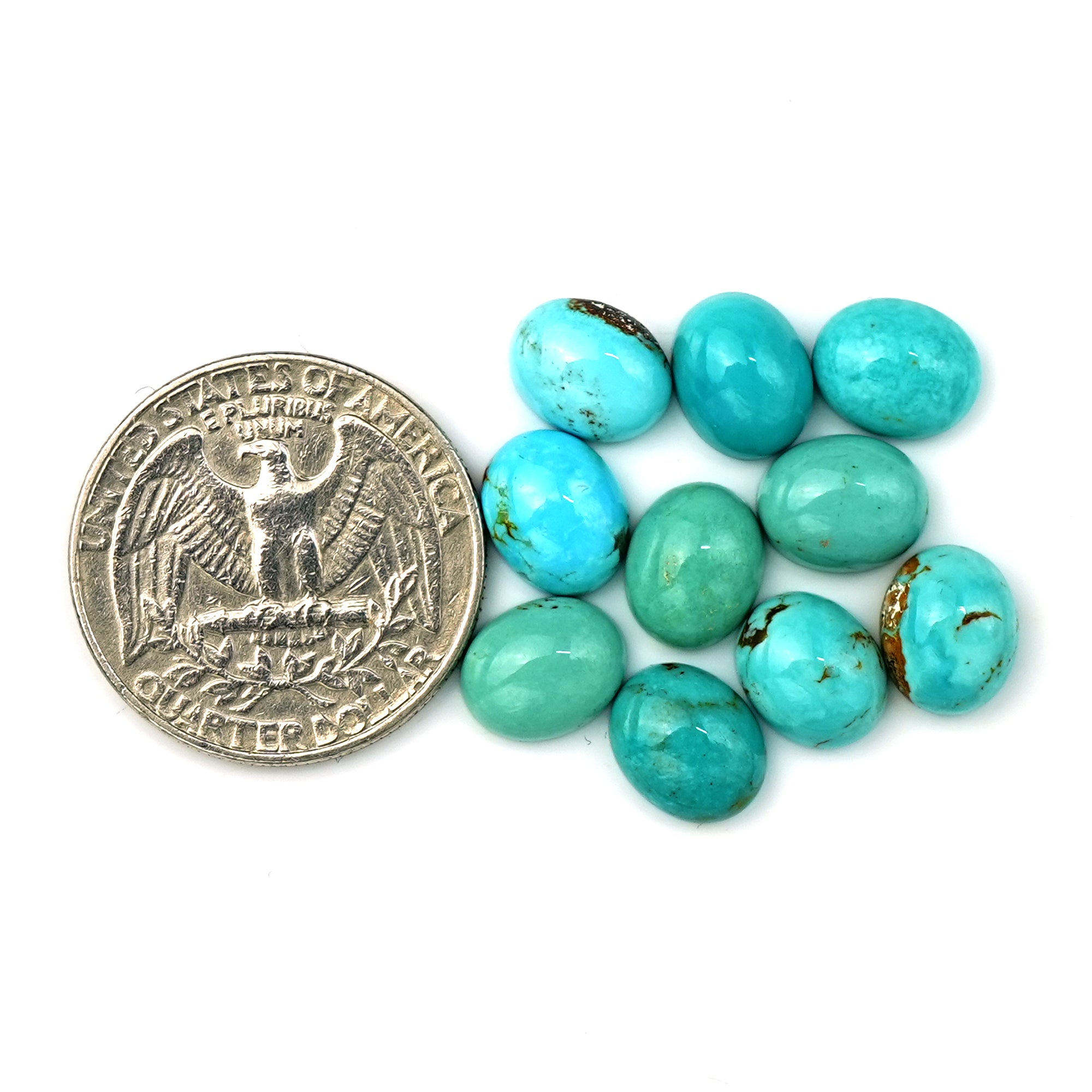 Kingman Turquoise Oval Cabochons | Blue Gemstone For Jewelry Making - 10 Pieces