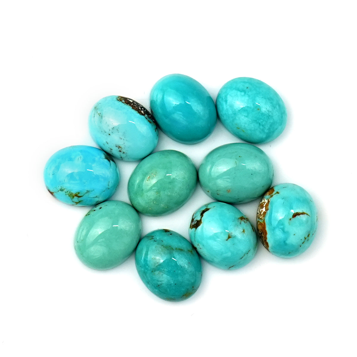 Kingman Turquoise Oval Cabochons | Blue Gemstone For Jewelry Making - 10 Pieces