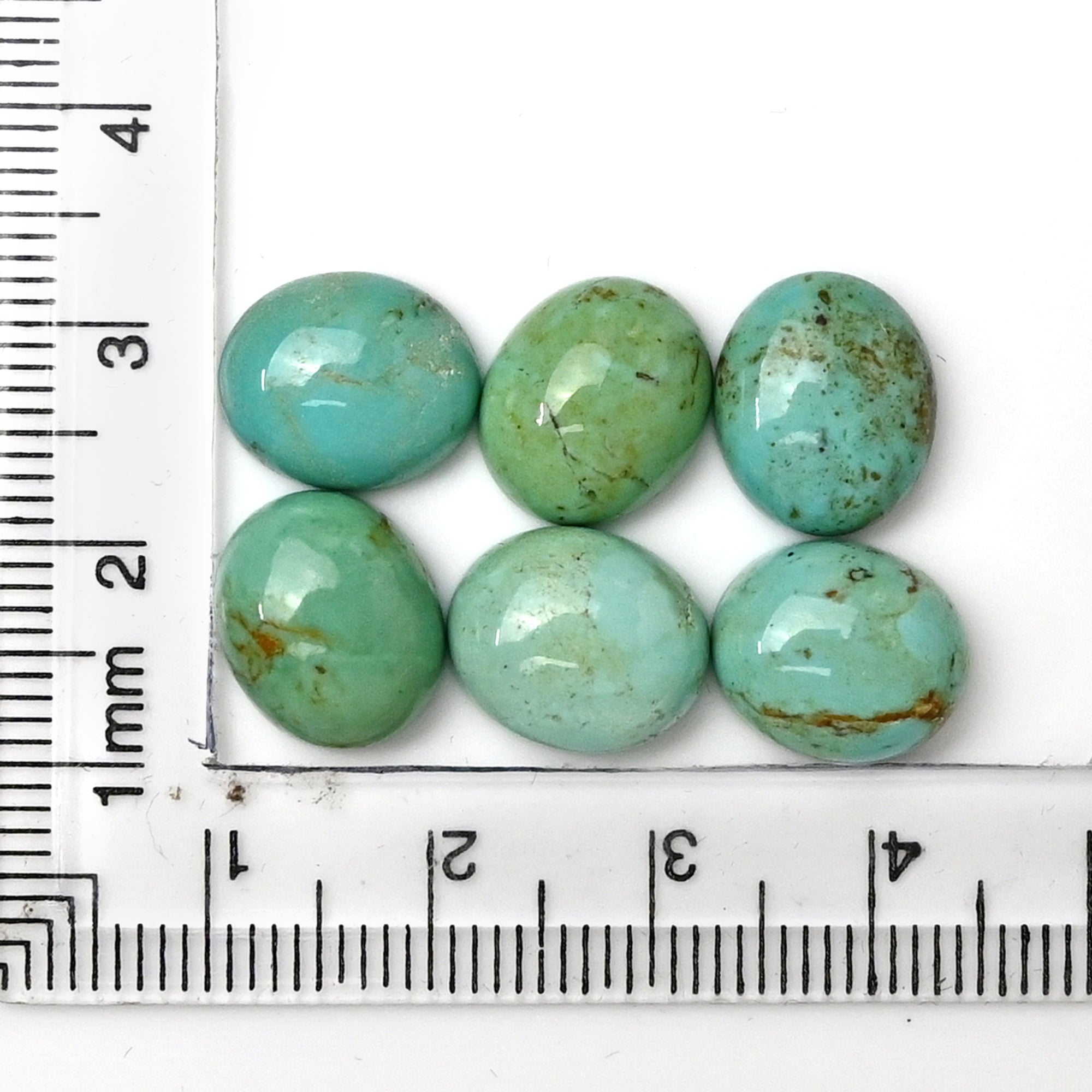 Kingman Turquoise Oval Cabochons | Green Smooth Gemstone for Jewelry Making - 6 Pieces