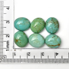 Kingman Turquoise Oval Cabochons | Green Smooth Gemstone for Jewelry Making - 6 Pieces