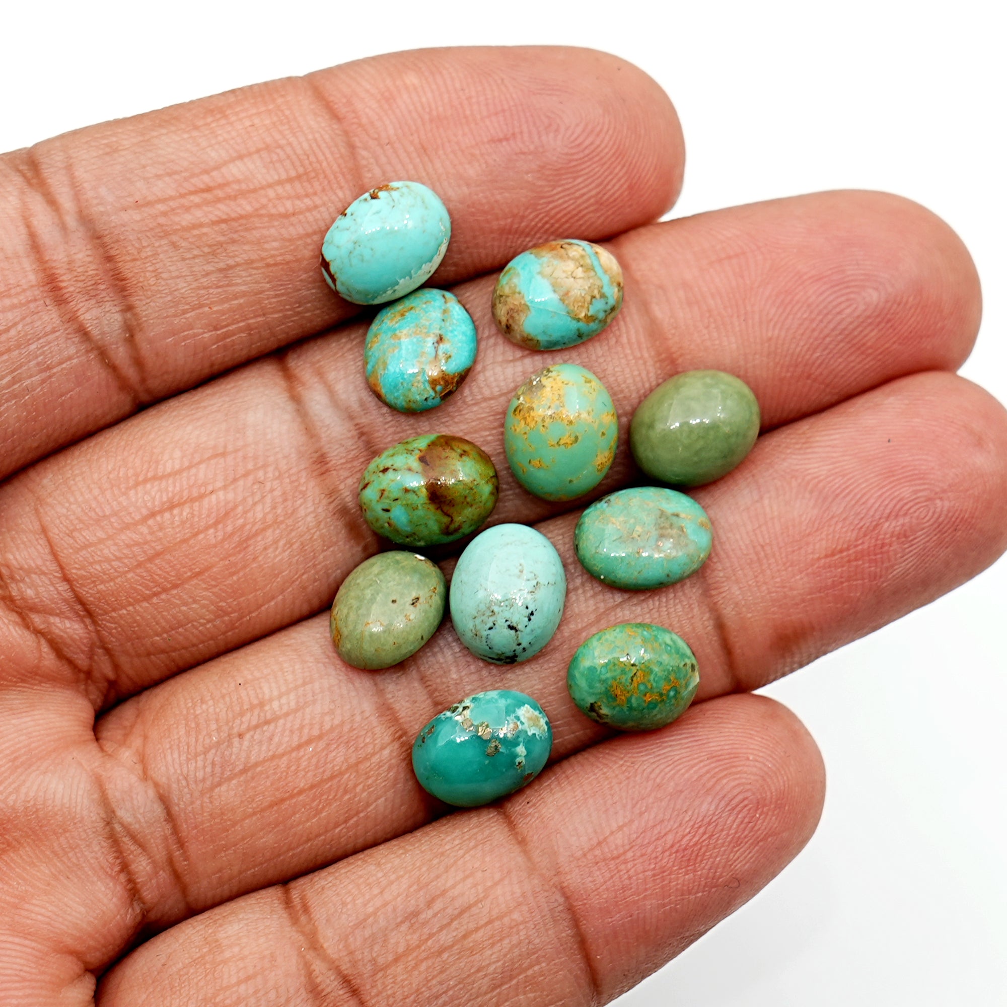 Kingman Mohave Turquoise Cabs | Freeform Arizona Gemstones for Jewelry Making - 11 Pieces