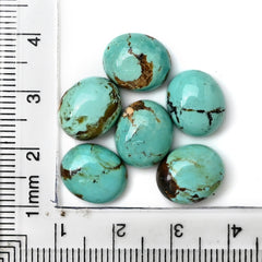 Kingman Turquoise Oval Gemstone | Smooth Cabochons for Jewelry Crafting - 6 Pieces