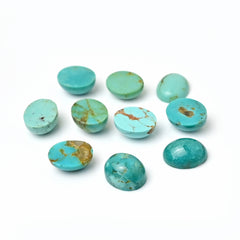 Oval Cabochons of Kingman Turquoise | Smooth Gemstone for Jewelry Making - 10 Pieces
