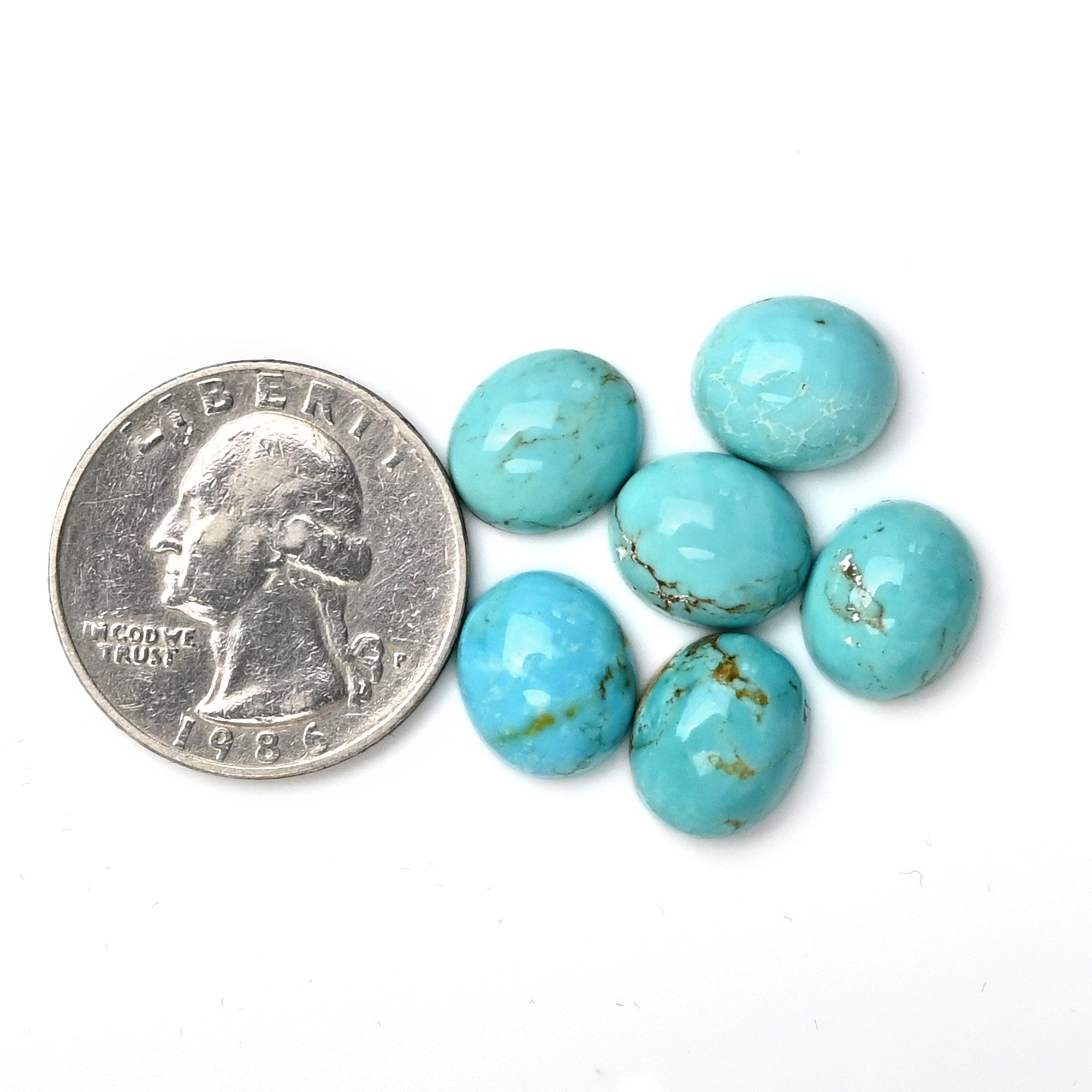 Oval Cut Kingman Turquoise Cabochons | Smooth Gemstone For Jewelry Meaking - 6 Pieces