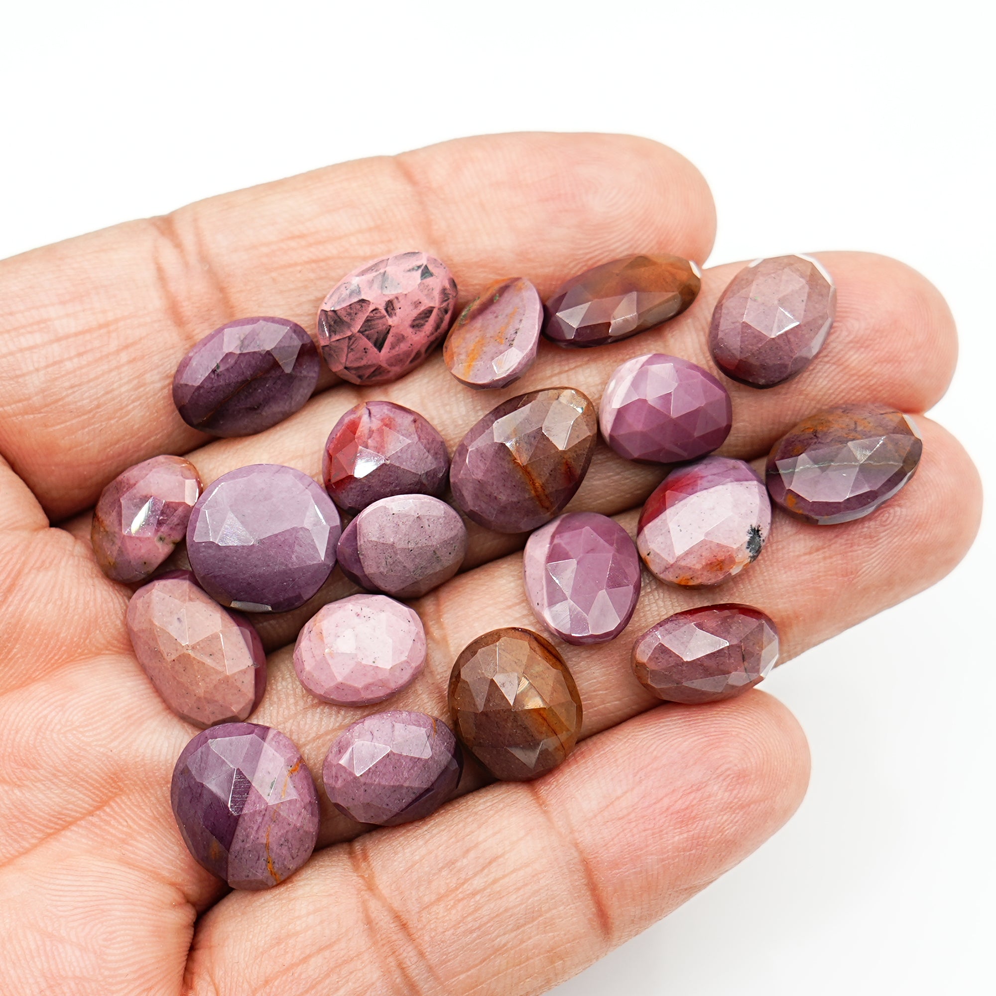 Mookaite Jasper Rosecut Cabochons | Freeform Multicolor Gemstones for Jewelry - 20 Pieces