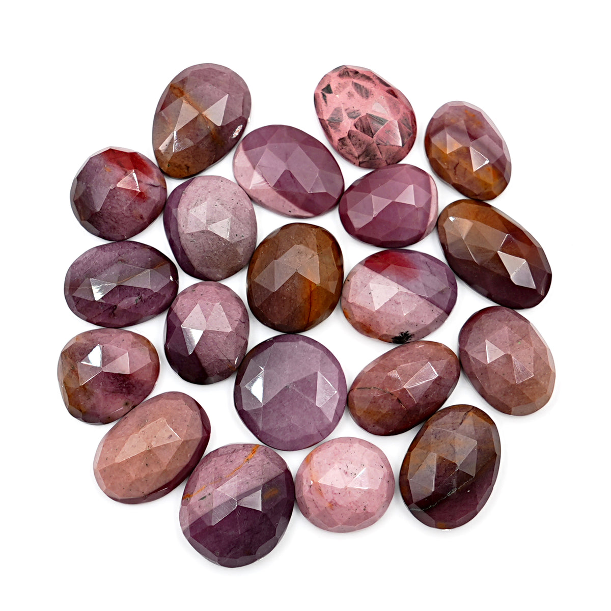 Mookaite Jasper Rosecut Cabochons | Freeform Multicolor Gemstones for Jewelry - 20 Pieces