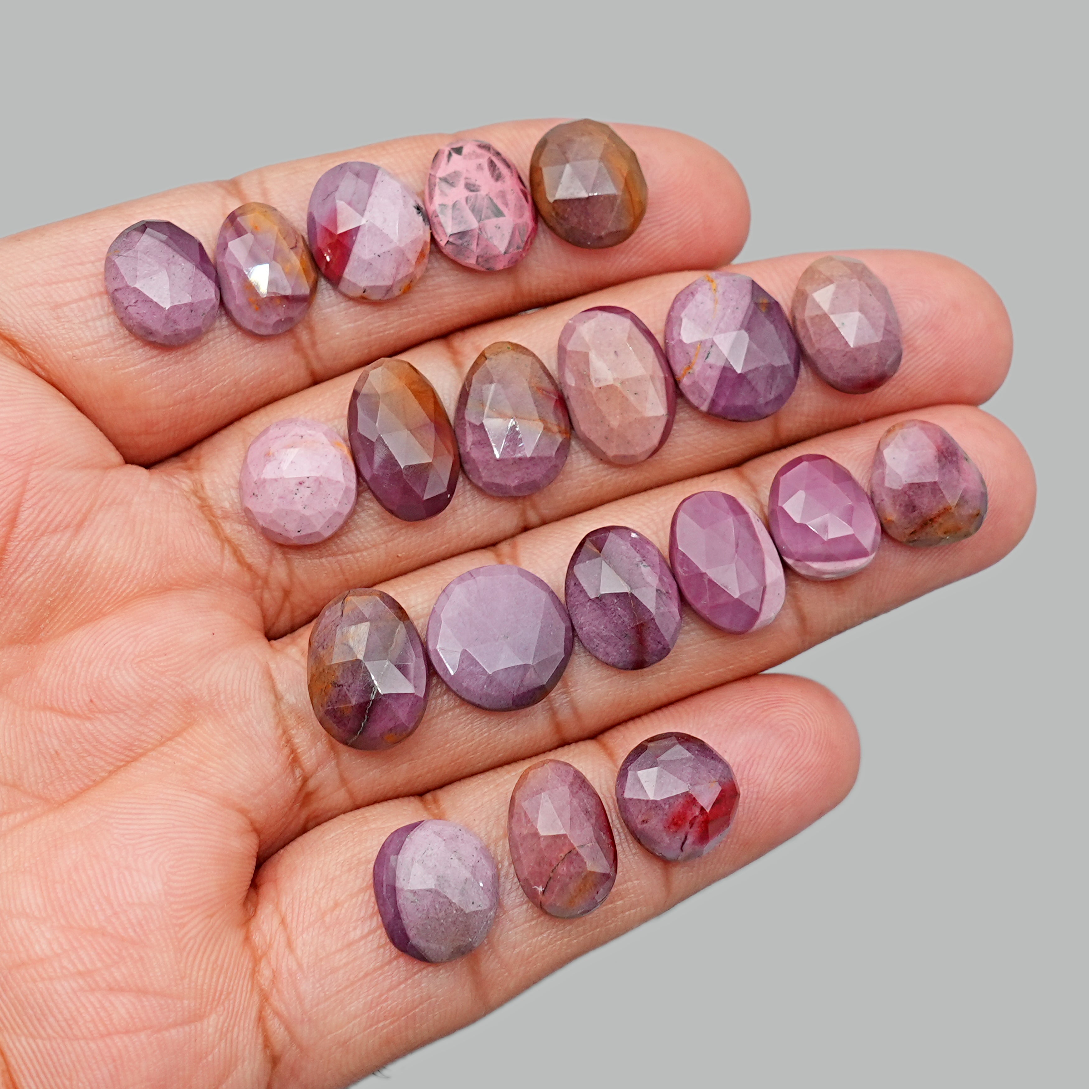 Mookaite Jasper Rosecut Cabochons | Freeform Multicolor Gemstones for Jewelry - 20 Pieces