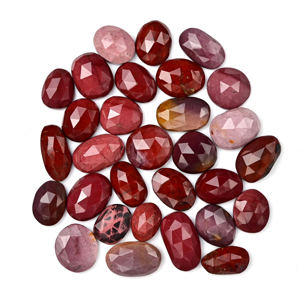 Mookaite Rosecut Freeform Cabochons | Natural Jasper Gemstones for Jewelry Making - 30 Pieces