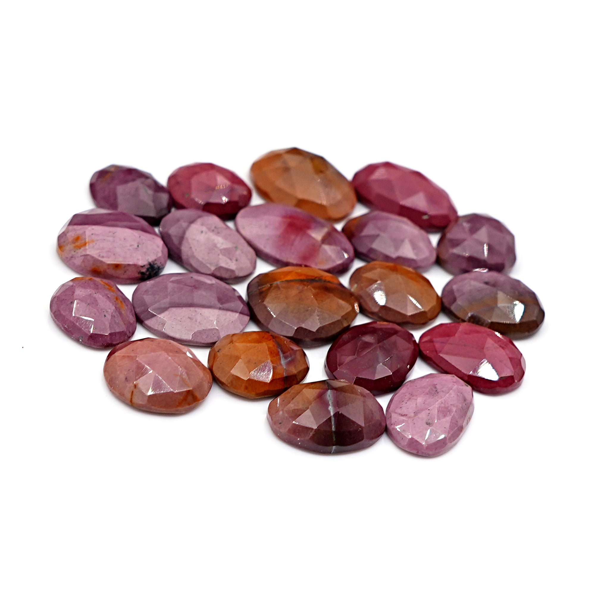 Mookaite Rose Cut Oval Cabochons | Flat Back Rose Cut Cabs for Jewelry Making - 20 Pieces
