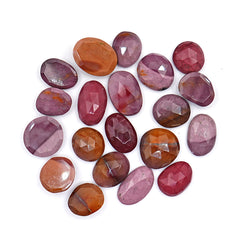 Mookaite Rose Cut Oval Cabochons | Flat Back Rose Cut Cabs for Jewelry Making - 20 Pieces