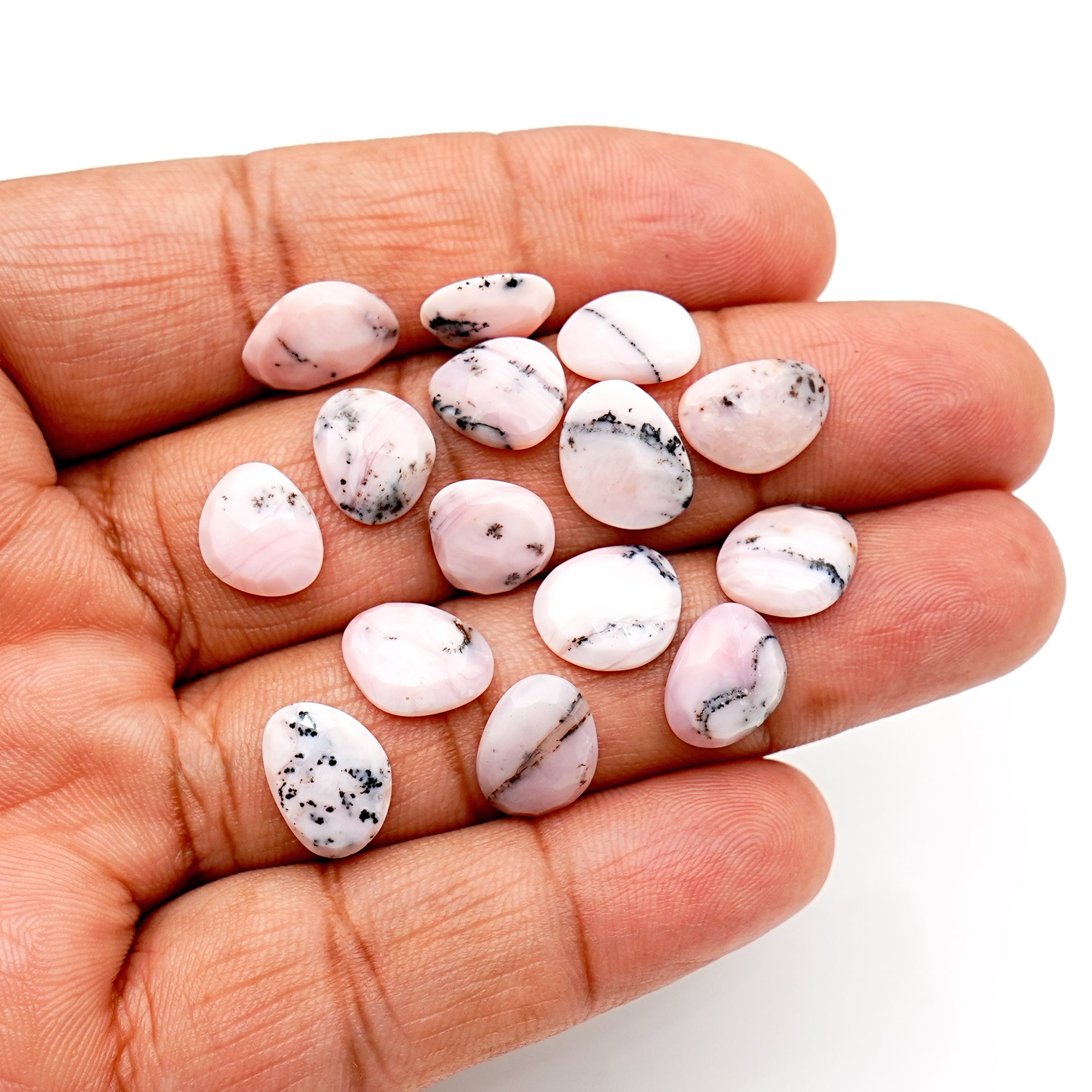 Pink Opal Rosecut Cabochons | Peruvian Pink Gemstones for Jewelry Making - 15 pieces