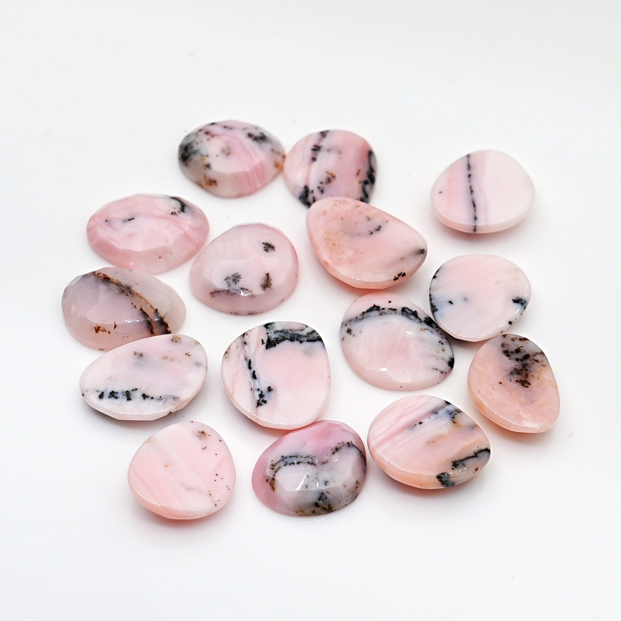 Pink Opal Rosecut Cabochons | Peruvian Pink Gemstones for Jewelry Making - 15 pieces