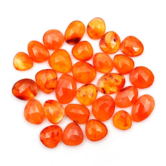 Carnelian Rosecut Freeform | Natural Orange Faceted Gemstone for Jewelry - 28 Pieces