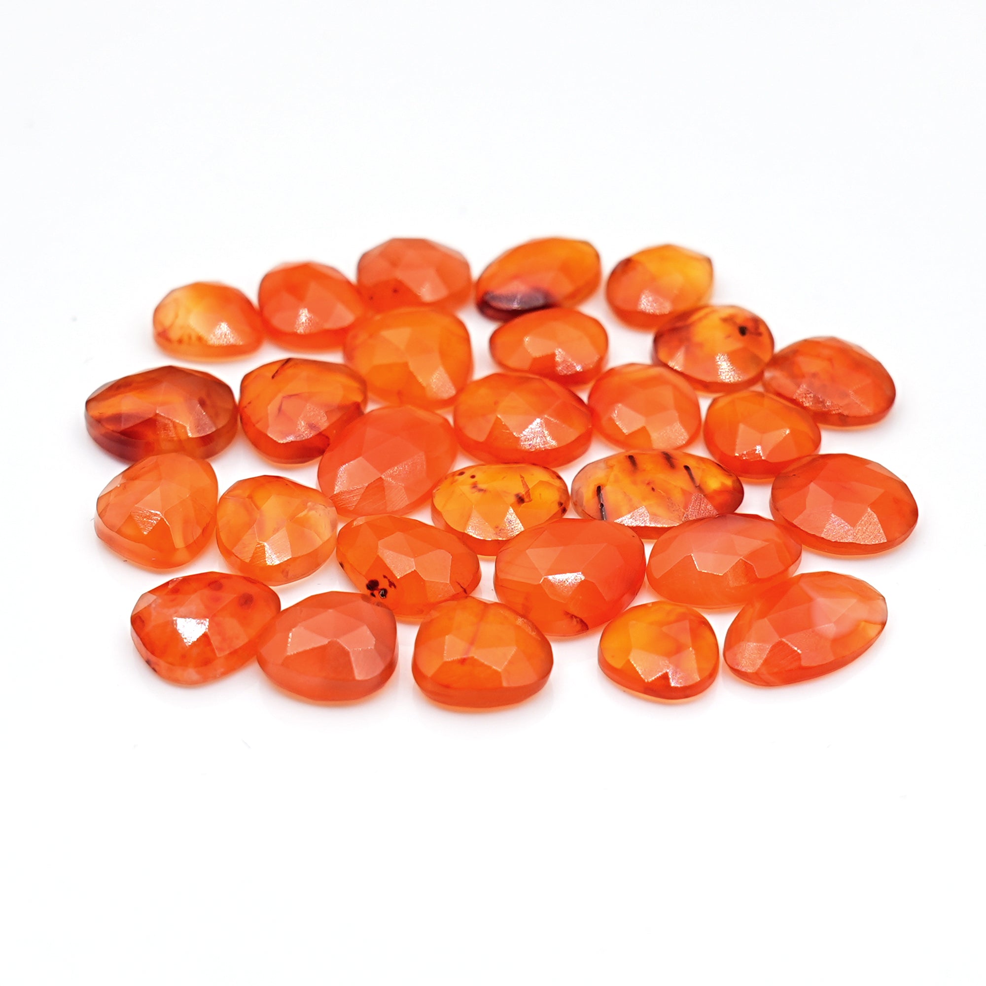 Carnelian Rosecut Freeform | Natural Orange Faceted Gemstone for Jewelry - 28 Pieces