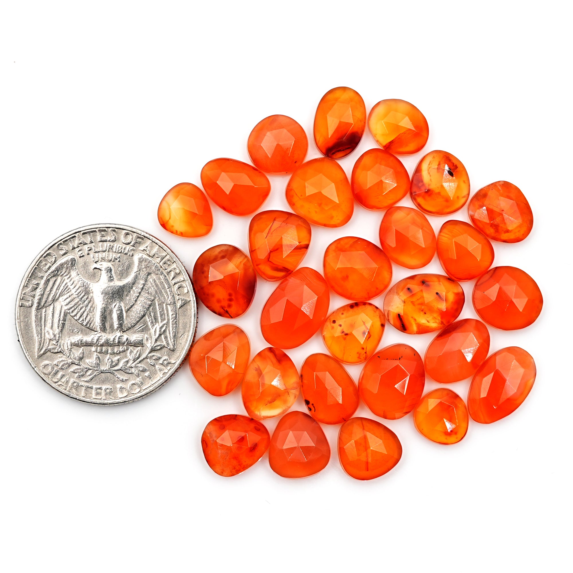 Carnelian Rosecut Freeform | Natural Orange Faceted Gemstone for Jewelry - 28 Pieces