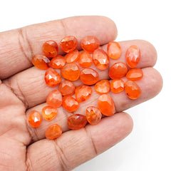 Carnelian Rosecut Freeform | Natural Orange Faceted Gemstone for Jewelry - 28 Pieces
