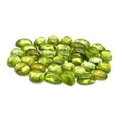 Natural Peridot Freeform Green Gemstones | Smooth Cabochons for Jewelry Making - 35 Pieces