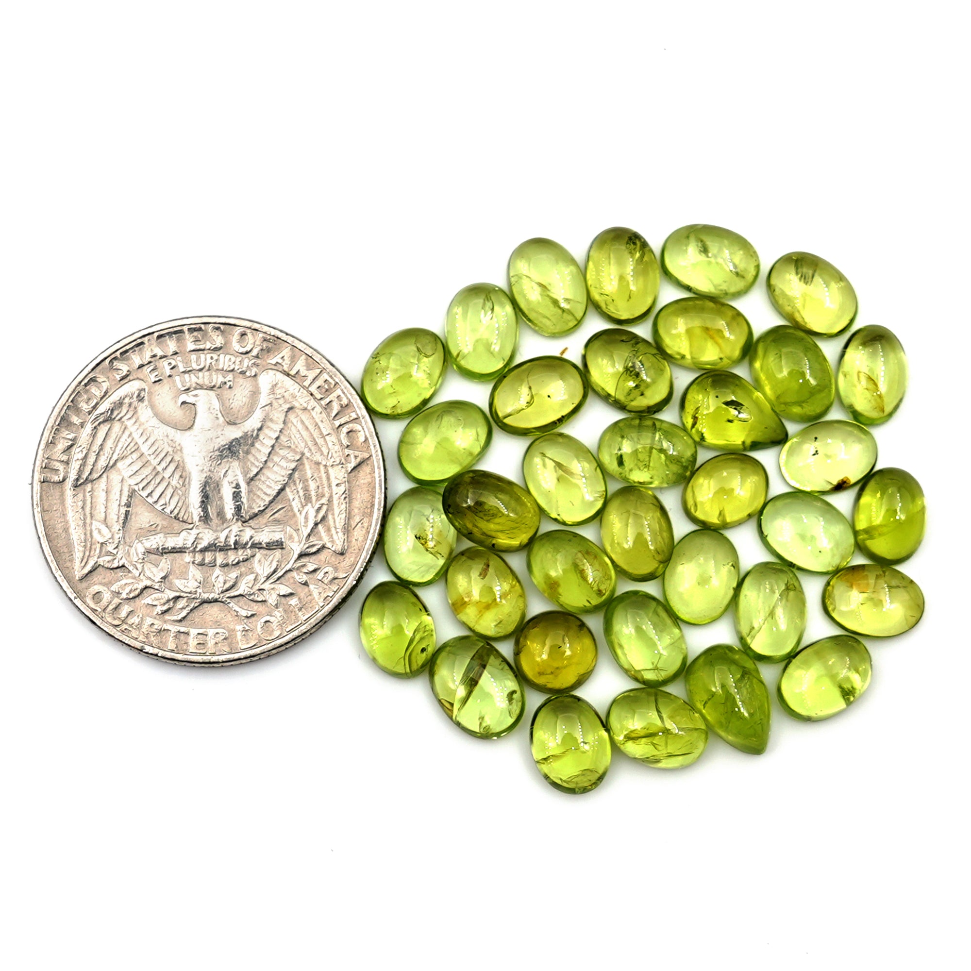 Natural Peridot Freeform Green Gemstones | Smooth Cabochons for Jewelry Making - 35 Pieces