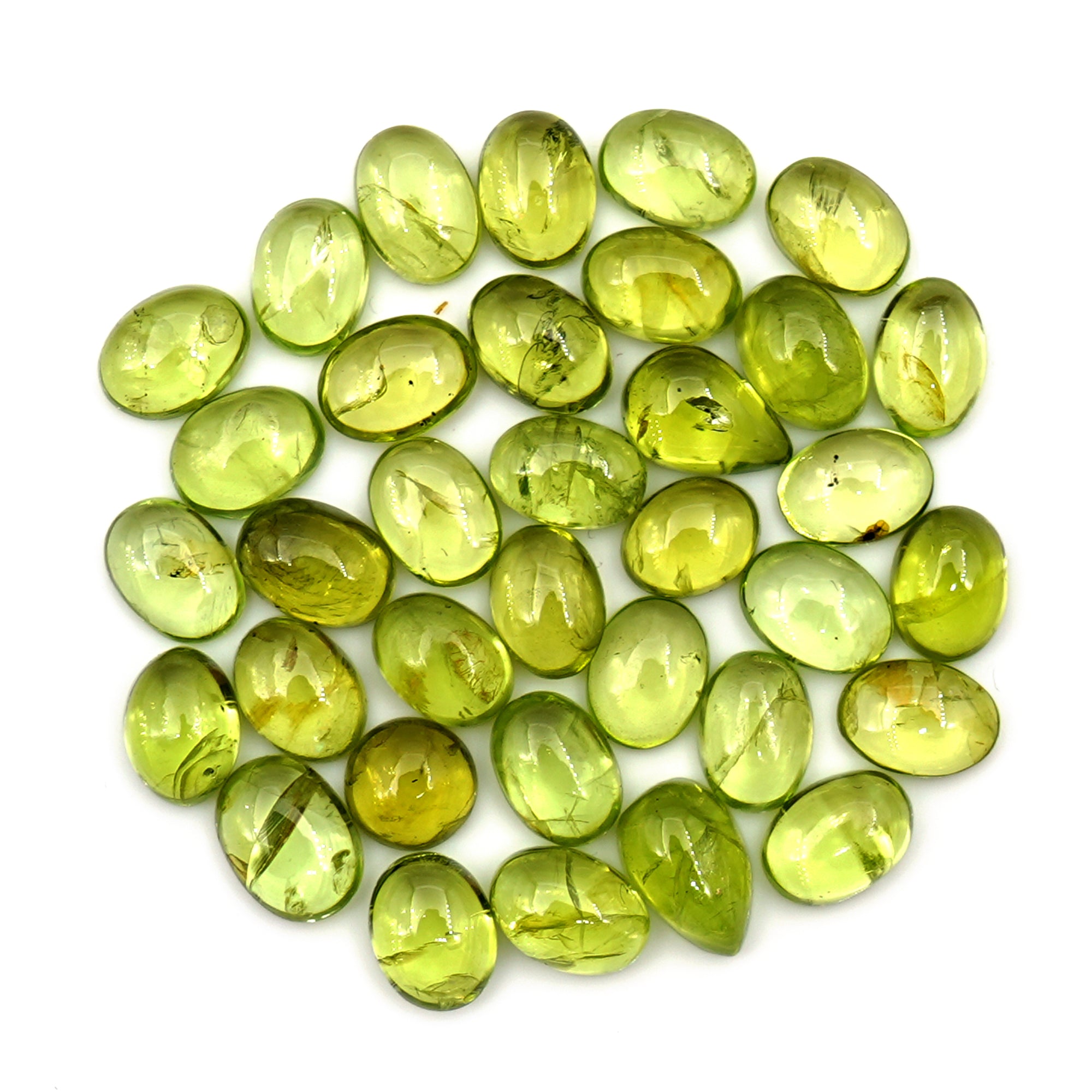 Natural Peridot Freeform Green Gemstones | Smooth Cabochons for Jewelry Making - 35 Pieces