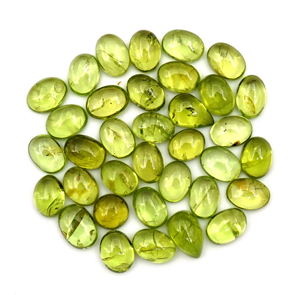 Natural Peridot Freeform Green Gemstones | Smooth Cabochons for Jewelry Making - 35 Pieces