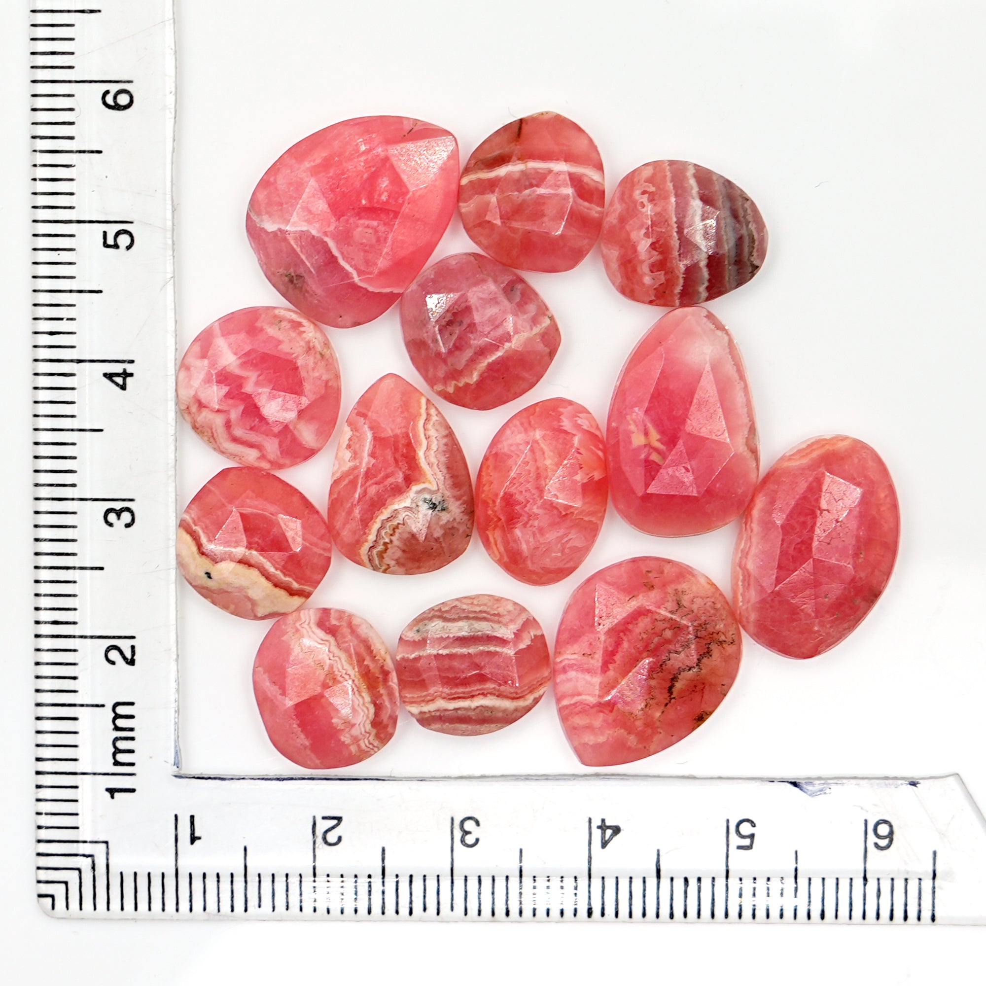 Natural Rhodochrosite Rose Cut Cabochons | Freeform Pink Gemstones for Jewelry Making - 13 Pieces