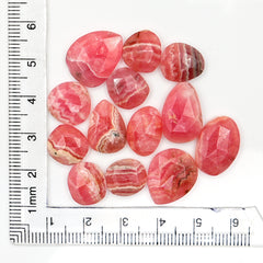 Natural Rhodochrosite Rose Cut Cabochons | Freeform Pink Gemstones for Jewelry Making - 13 Pieces