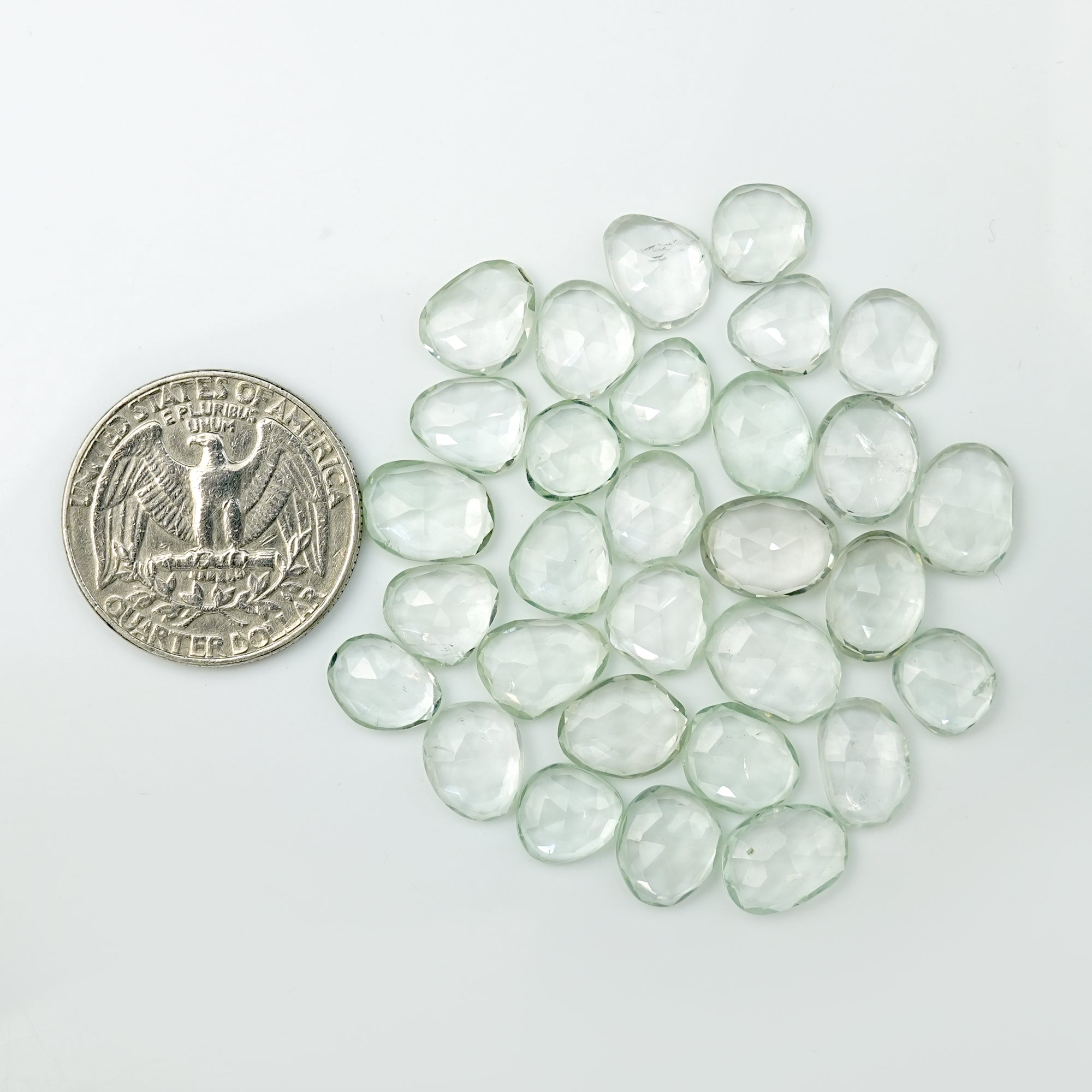 Prasiolite Rose Cut Cabochon | Freeform Green Amethyst Gemstone for Jewelry Making - 30 Pieces