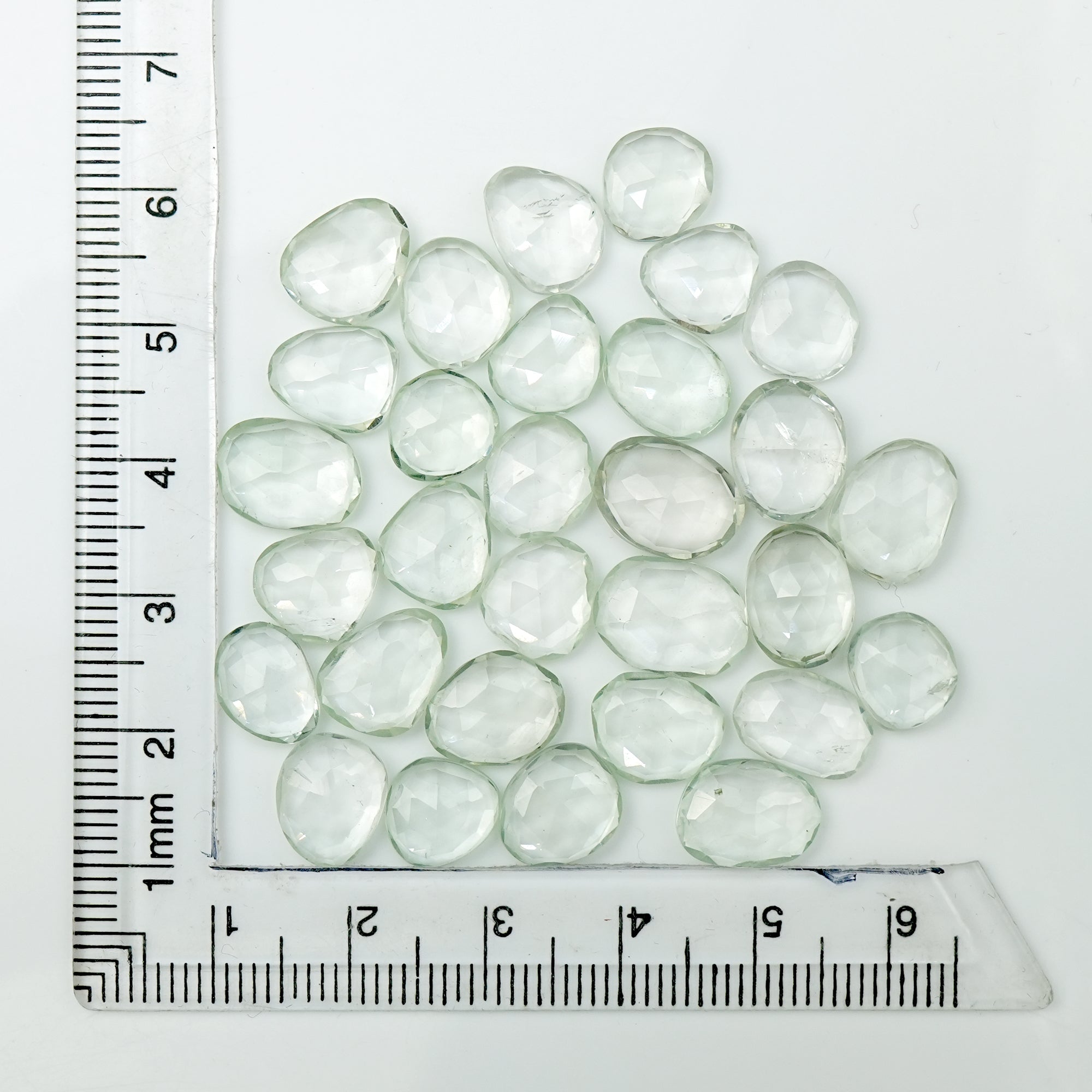 Prasiolite Rose Cut Cabochon | Freeform Green Amethyst Gemstone for Jewelry Making - 30 Pieces