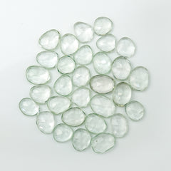 Prasiolite Rose Cut Cabochon | Freeform Green Amethyst Gemstone for Jewelry Making - 30 Pieces