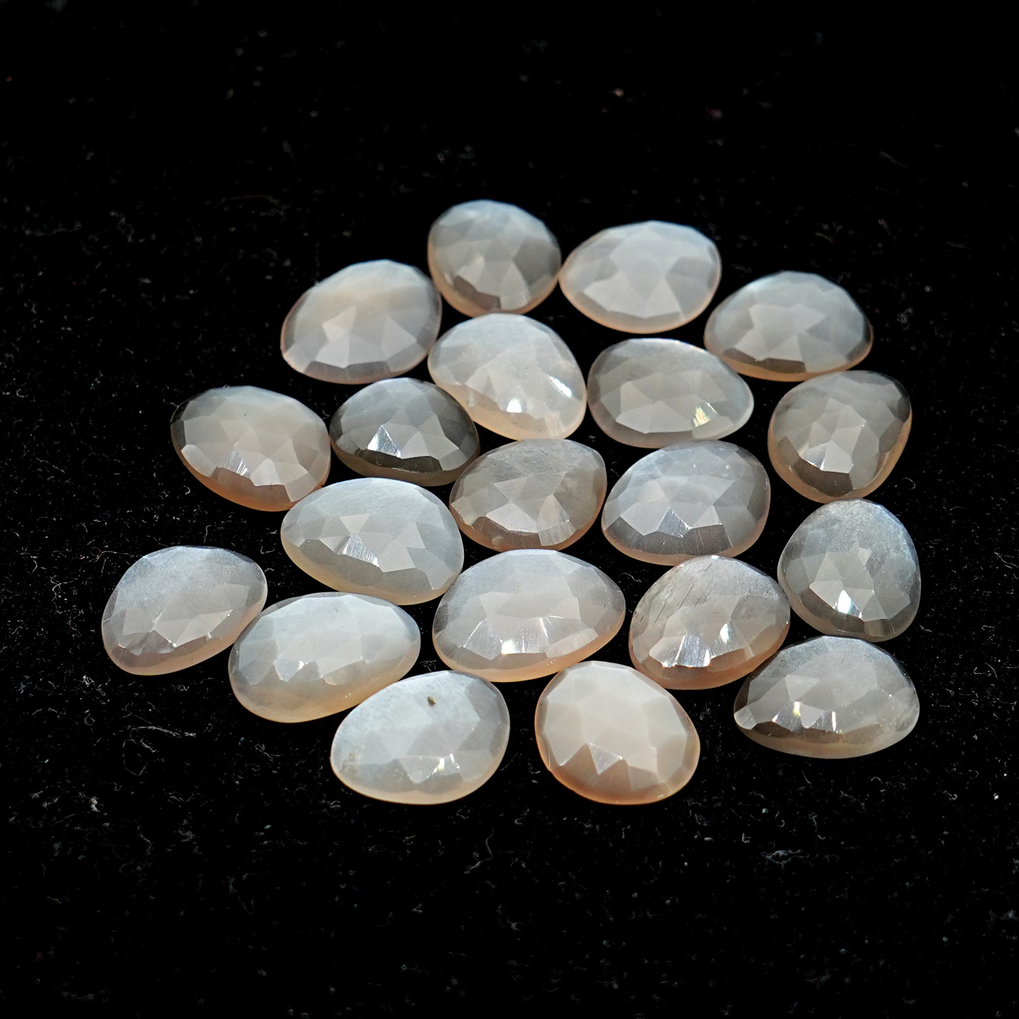 Grey Moonstone Rose Cut Cabochons | Freeform Gemstones for Jewelry Making - 20 pieces