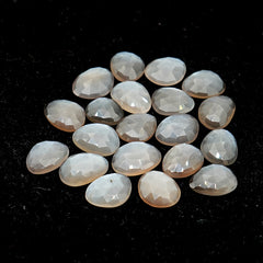Grey Moonstone Rose Cut Cabochons | Freeform Gemstones for Jewelry Making - 20 pieces