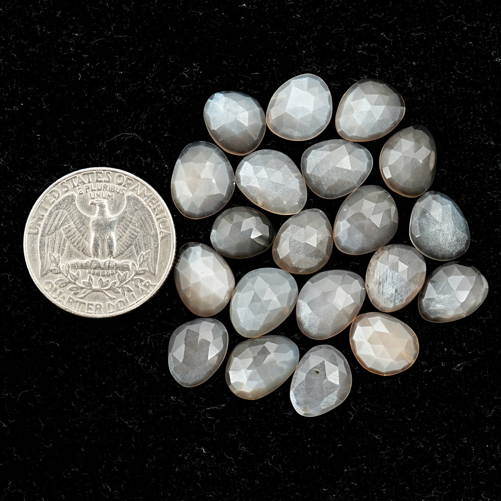 Grey Moonstone Rose Cut Cabochons | Freeform Gemstones for Jewelry Making - 20 pieces