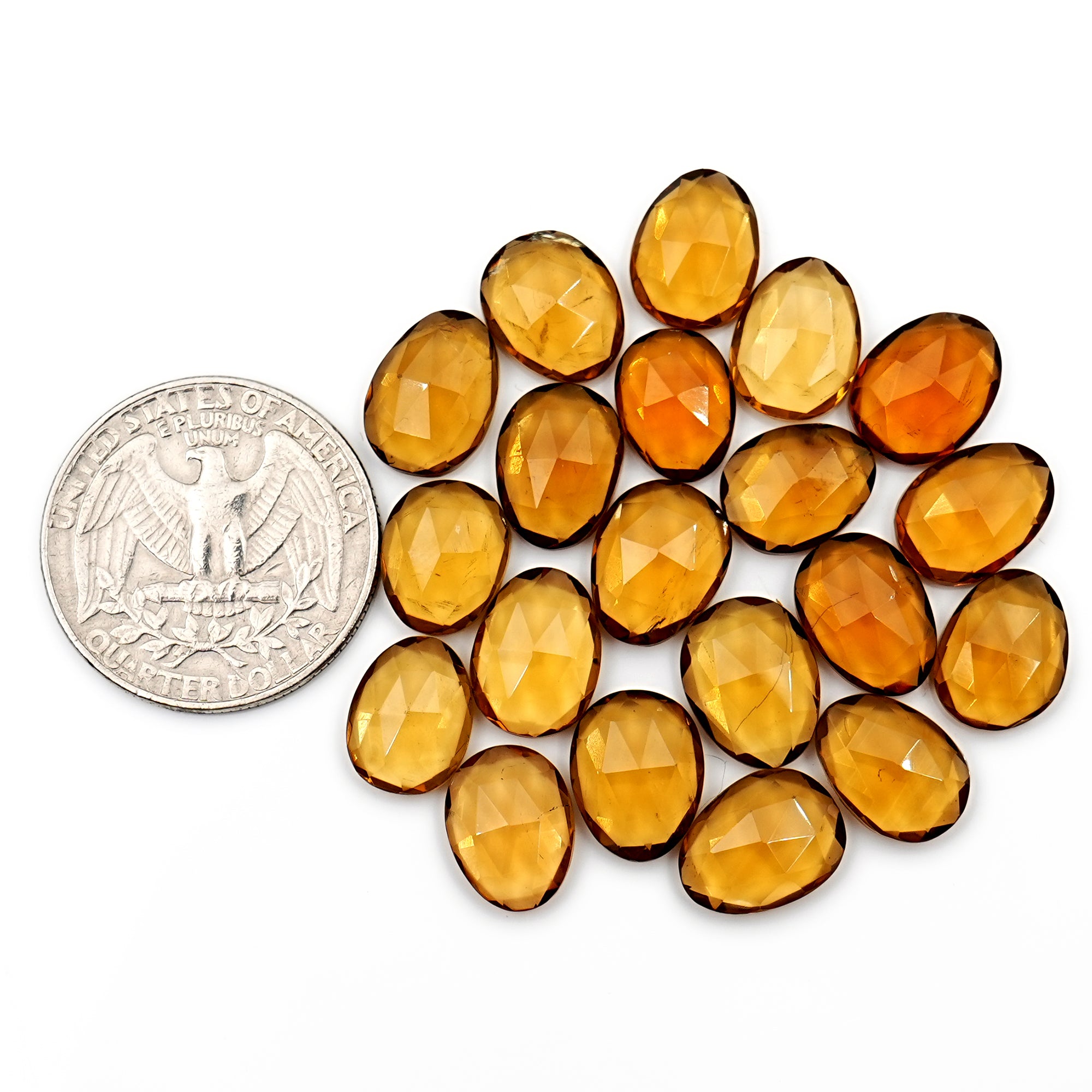 Honey Citrine Rosecut Cabochons | Freeform Faceted Yellow Gemstones For Jewelry - 20 Pieces