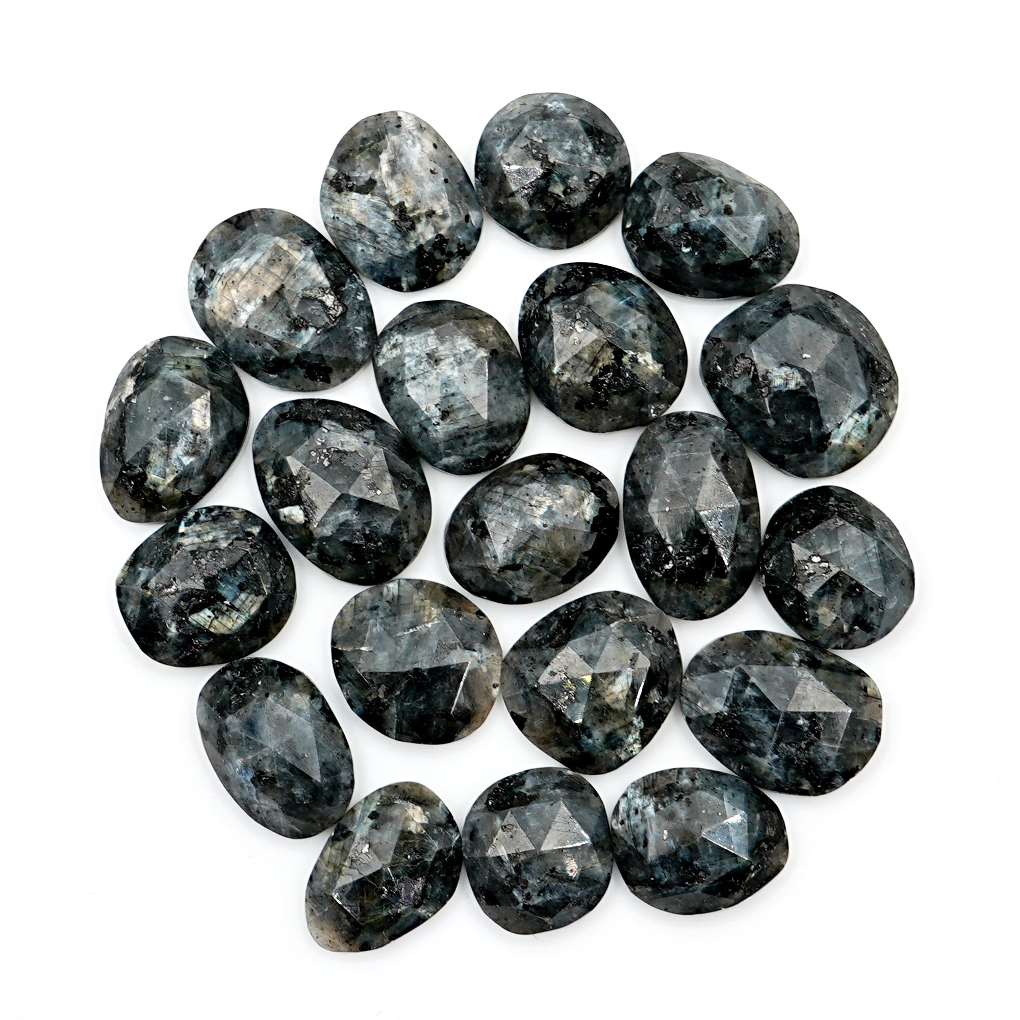 Larvikite Rose Cut Gemstone | Freeform Natural Cabochon for Jewelry Making - 20 pieces