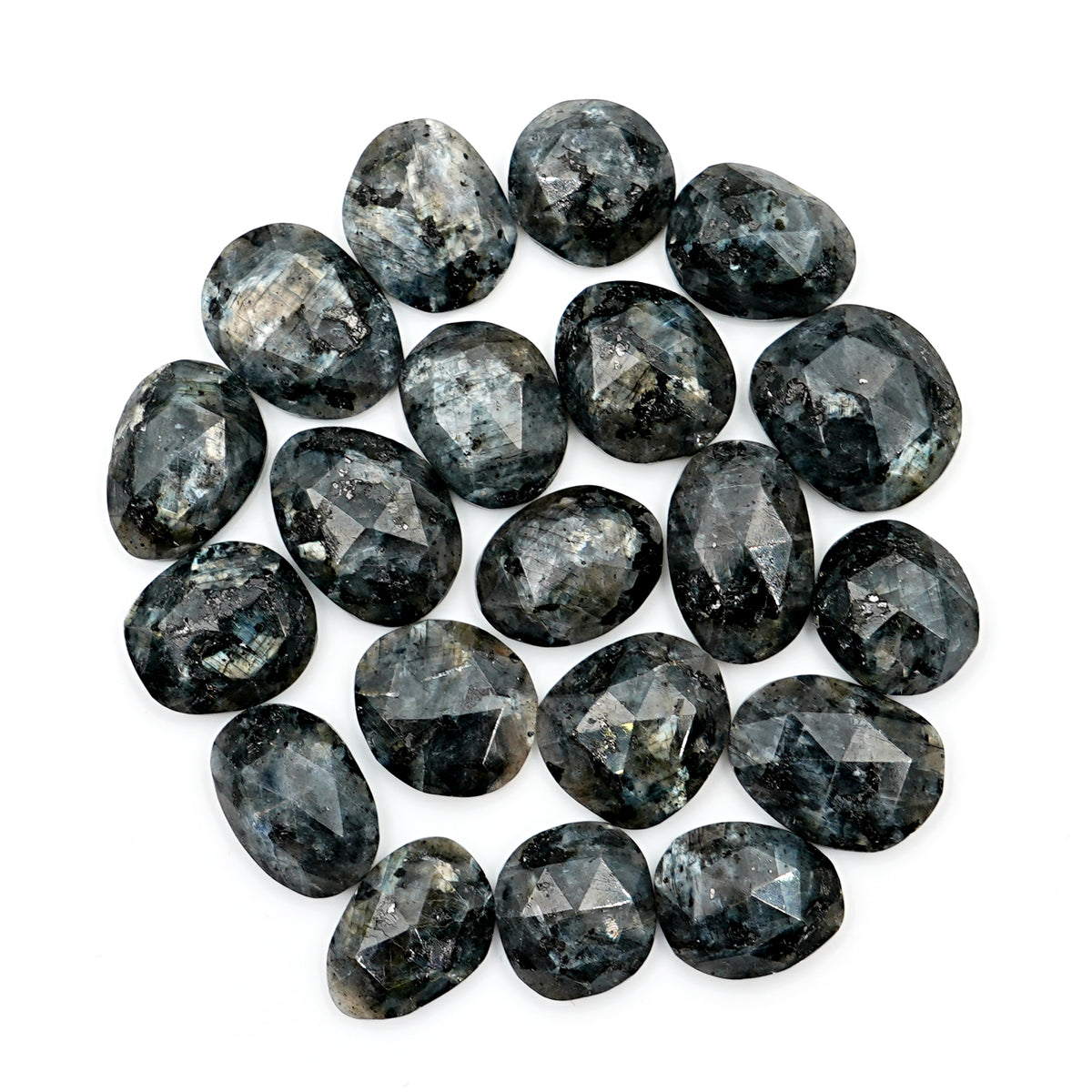 Larvikite Rose Cut Gemstone | Freeform Natural Cabochon for Jewelry Making - 20 pieces