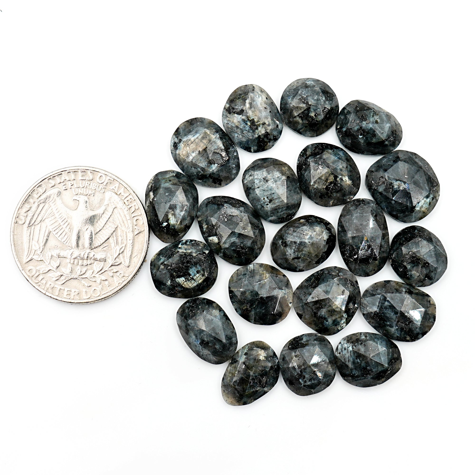 Larvikite Rose Cut Gemstone | Freeform Natural Cabochon for Jewelry Making - 20 pieces