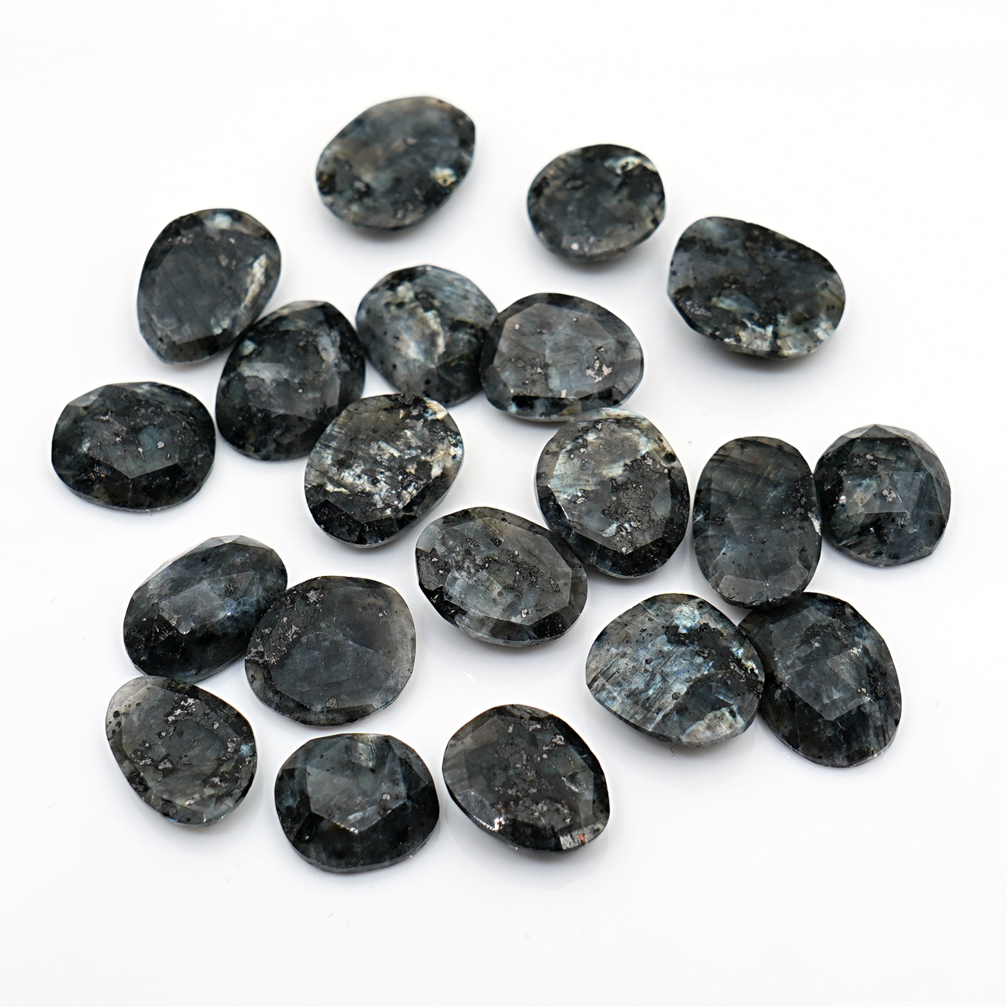 Larvikite Rose Cut Gemstone | Freeform Natural Cabochon for Jewelry Making - 20 pieces