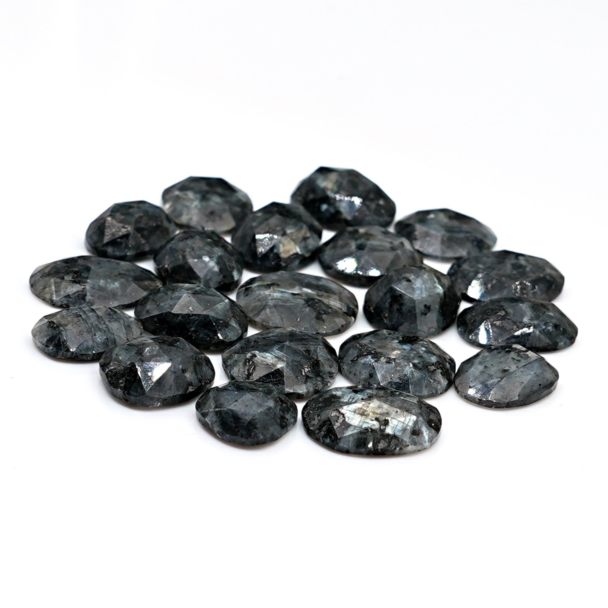 Natural Larvikite Rose Cut Gemstones | Freeform Cabochons for Jewelry Making - 20 Pieces