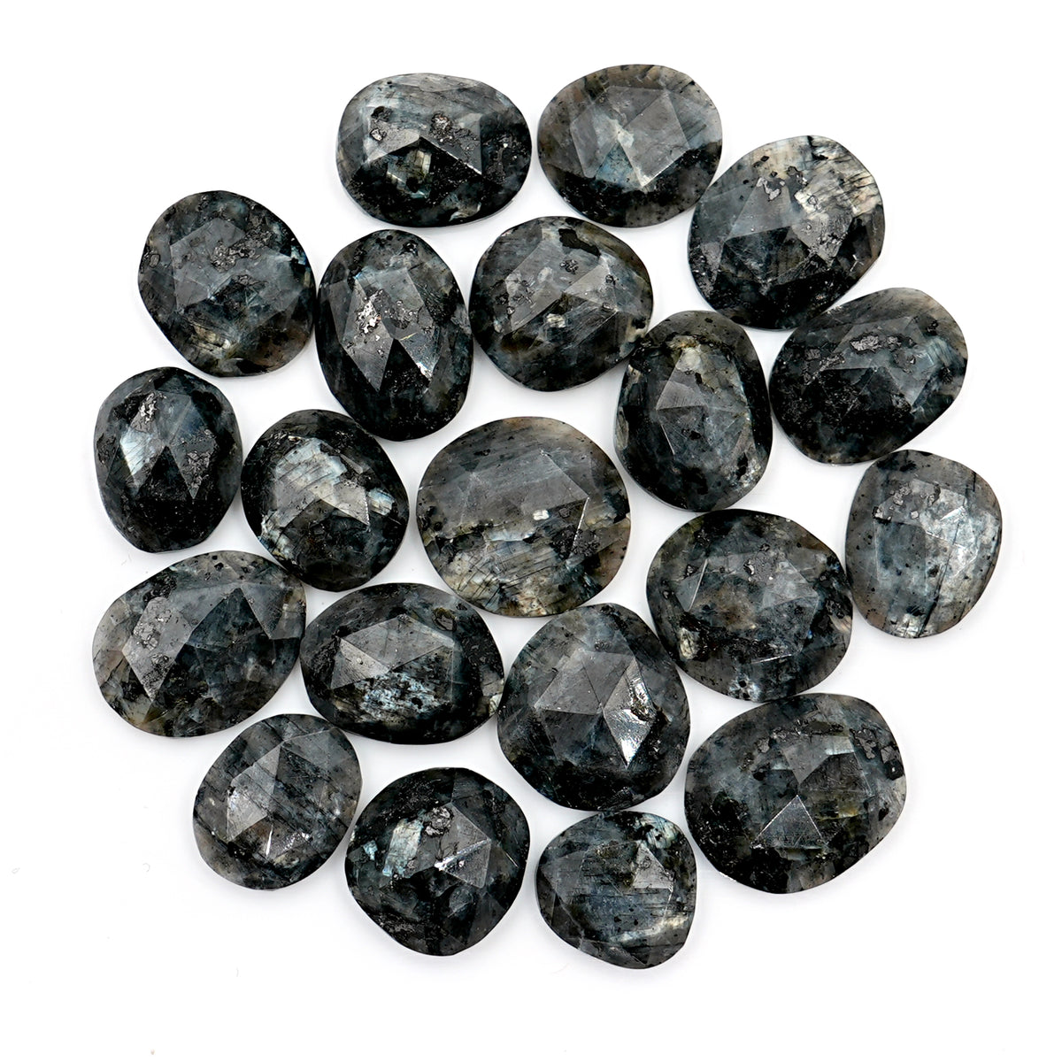 Natural Larvikite Rose Cut Gemstones | Freeform Cabochons for Jewelry Making - 20 Pieces