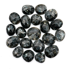 Natural Larvikite Rose Cut Gemstones | Freeform Cabochons for Jewelry Making - 20 Pieces