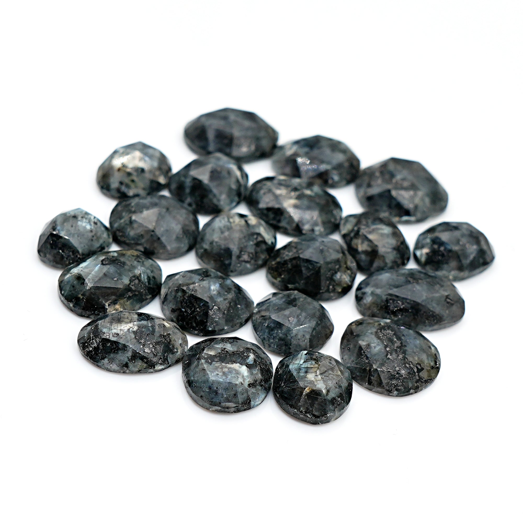 Larvikite Rose Cut Cabochons | Freeform Natural Gemstones for Jewelry Making - 20 Pieces