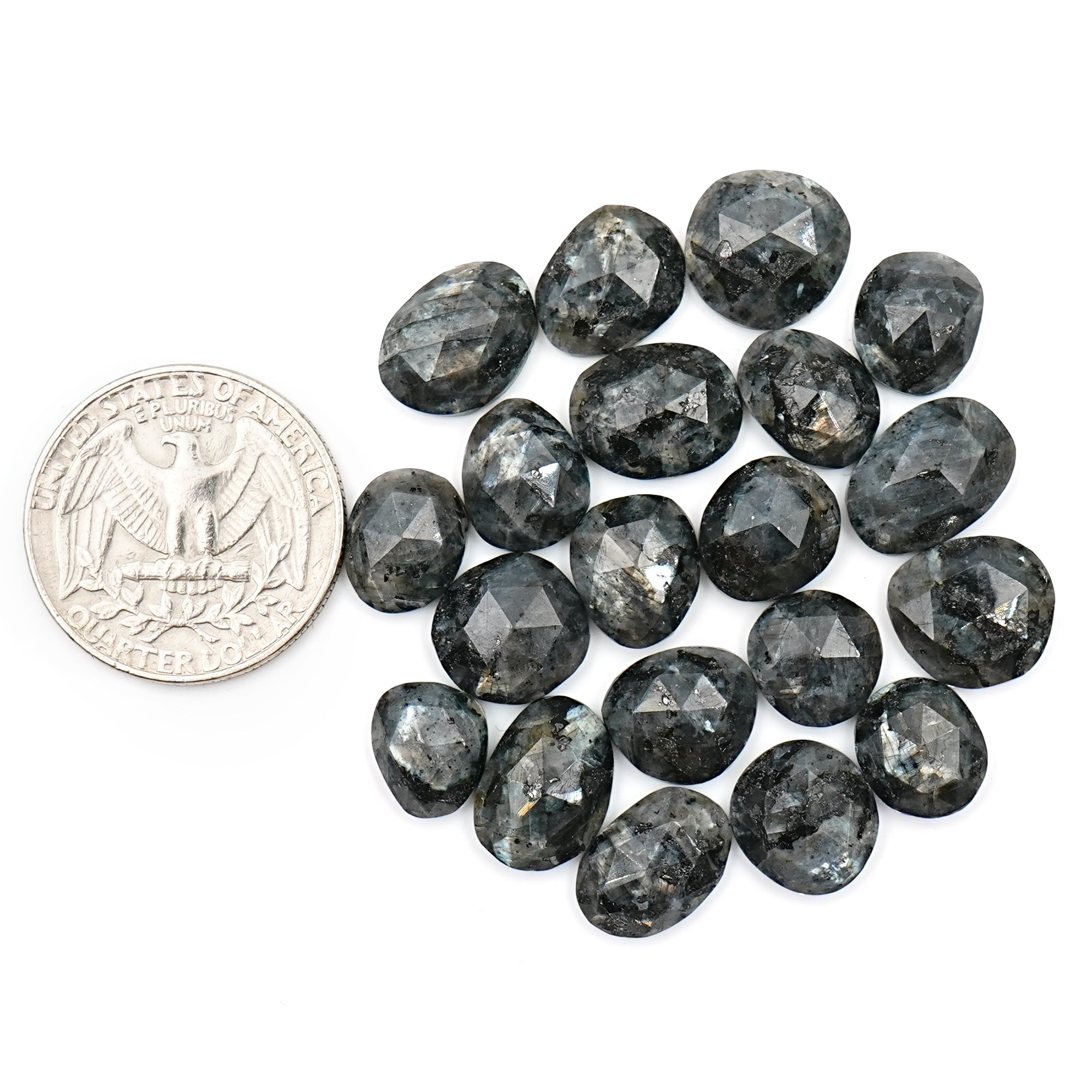 Larvikite Rose Cut Cabochons | Freeform Natural Gemstones for Jewelry Making - 20 Pieces