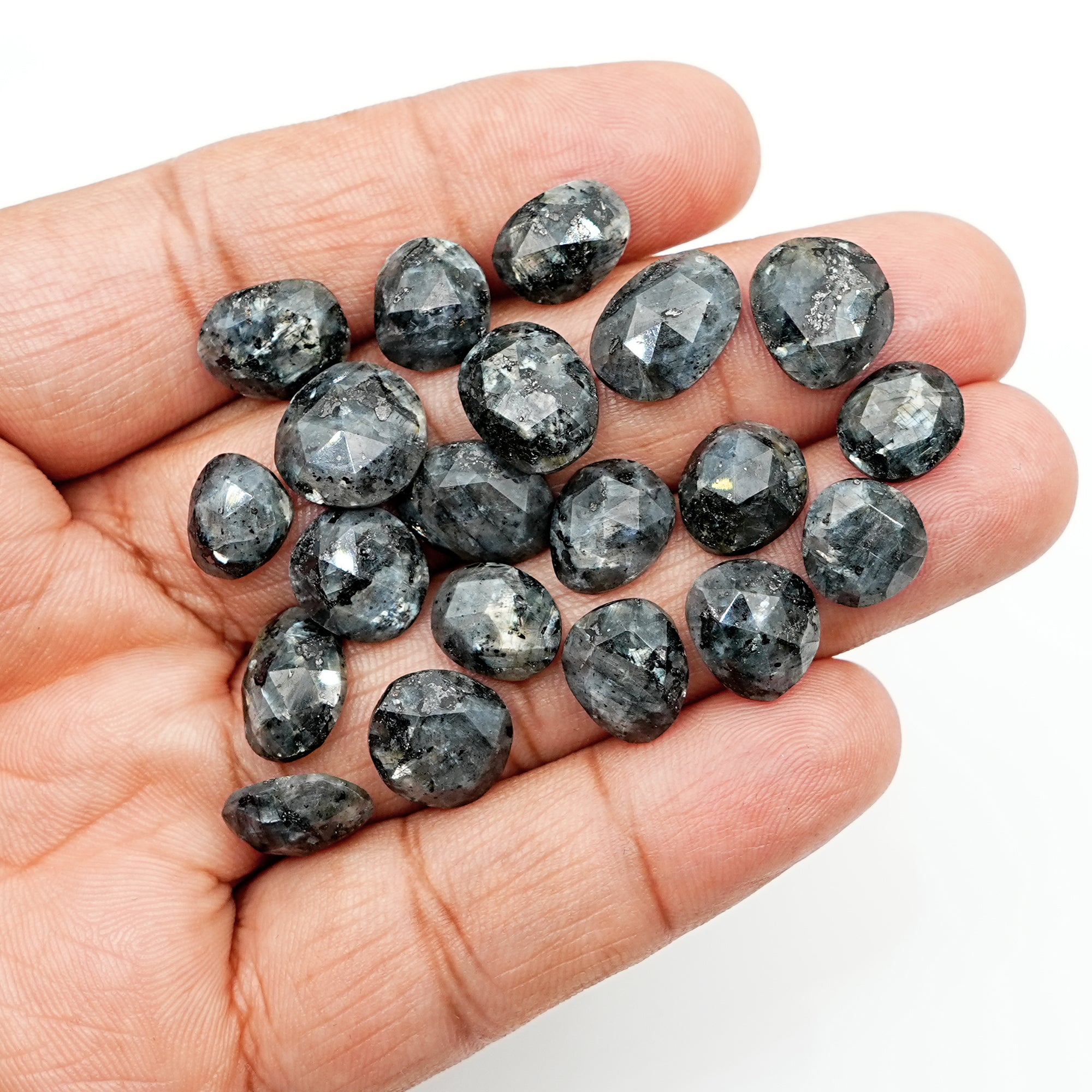 Larvikite Rose Cut Cabochons | Freeform Natural Gemstones for Jewelry Making - 20 Pieces