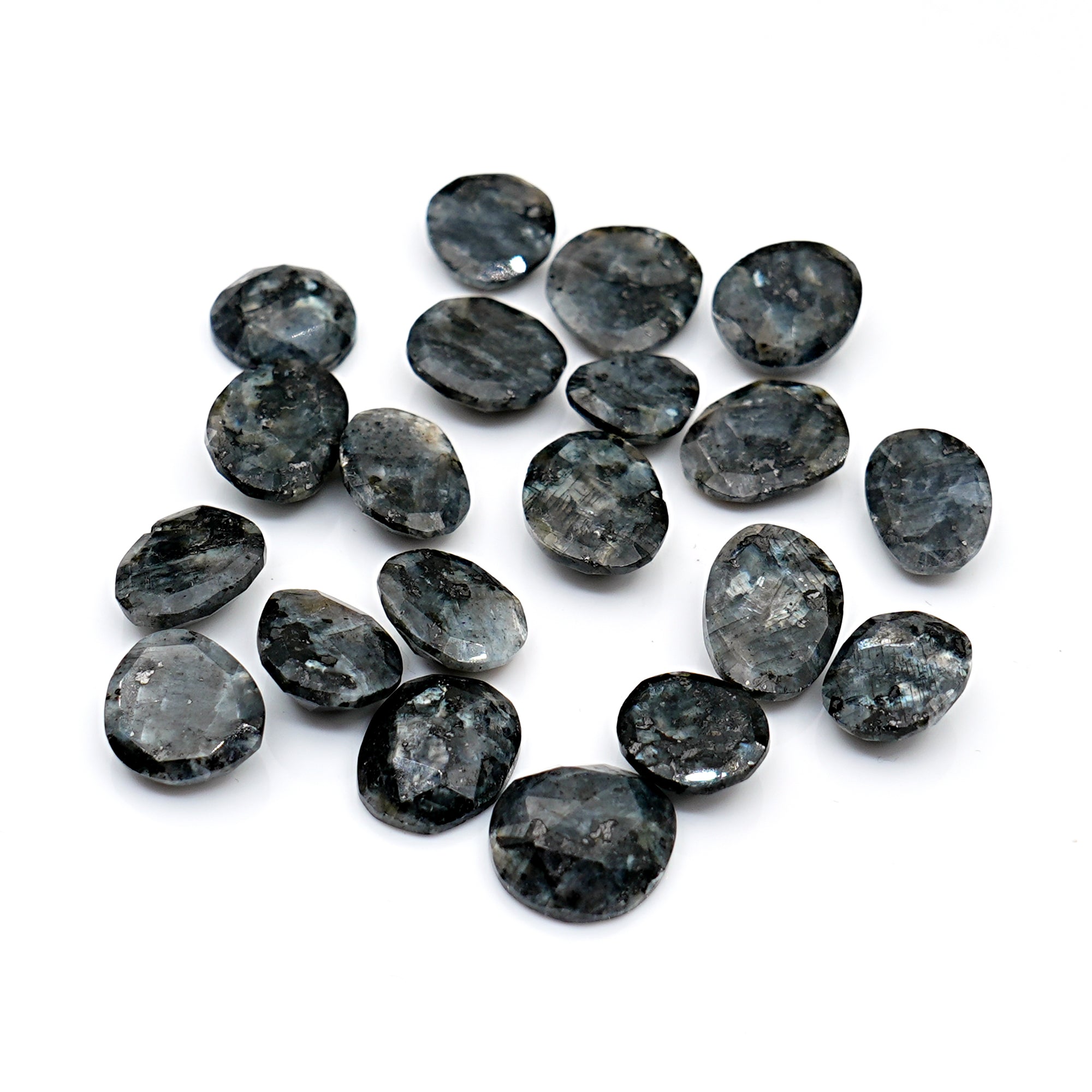 Larvikite Rose Cut Cabochons | Freeform Natural Gemstones for Jewelry Making - 20 Pieces