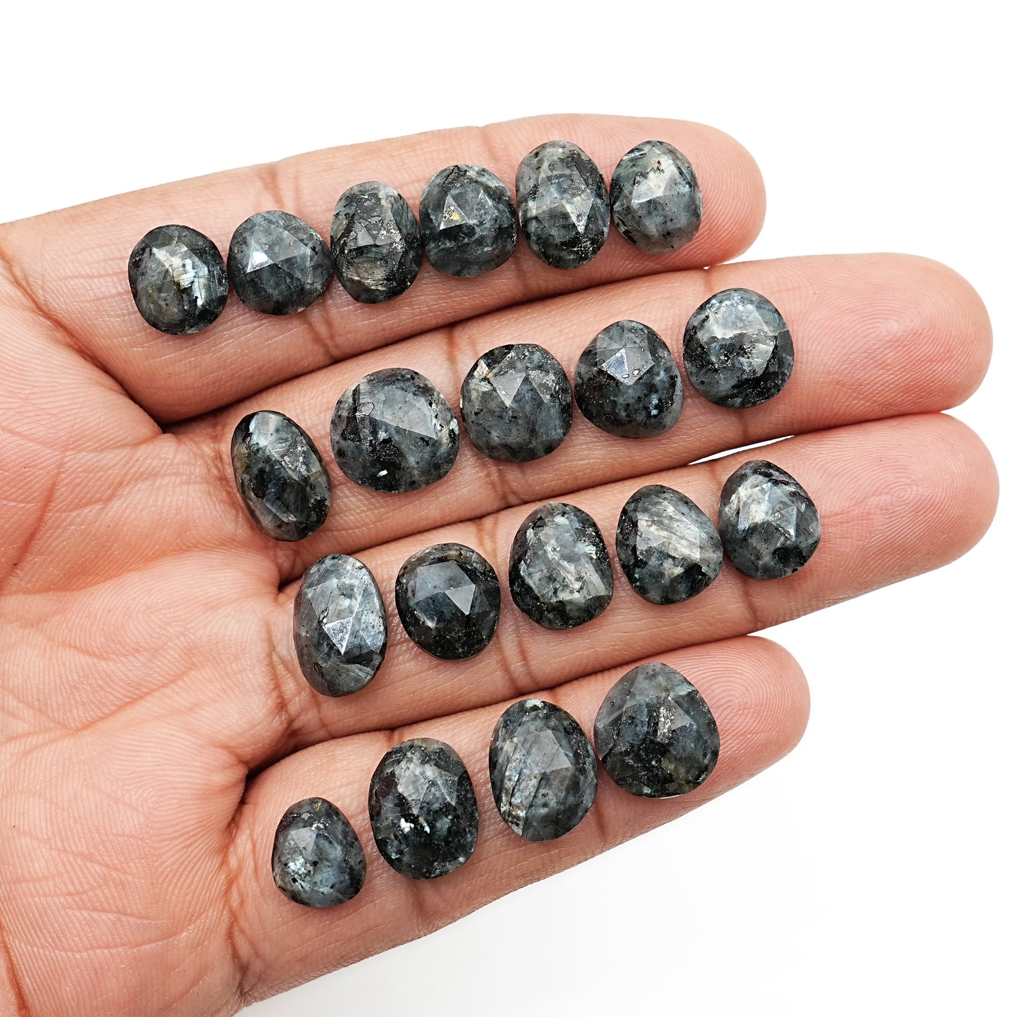 Larvikite Rose Cut Cabochons | Freeform Natural Gemstones for Jewelry Making - 20 Pieces