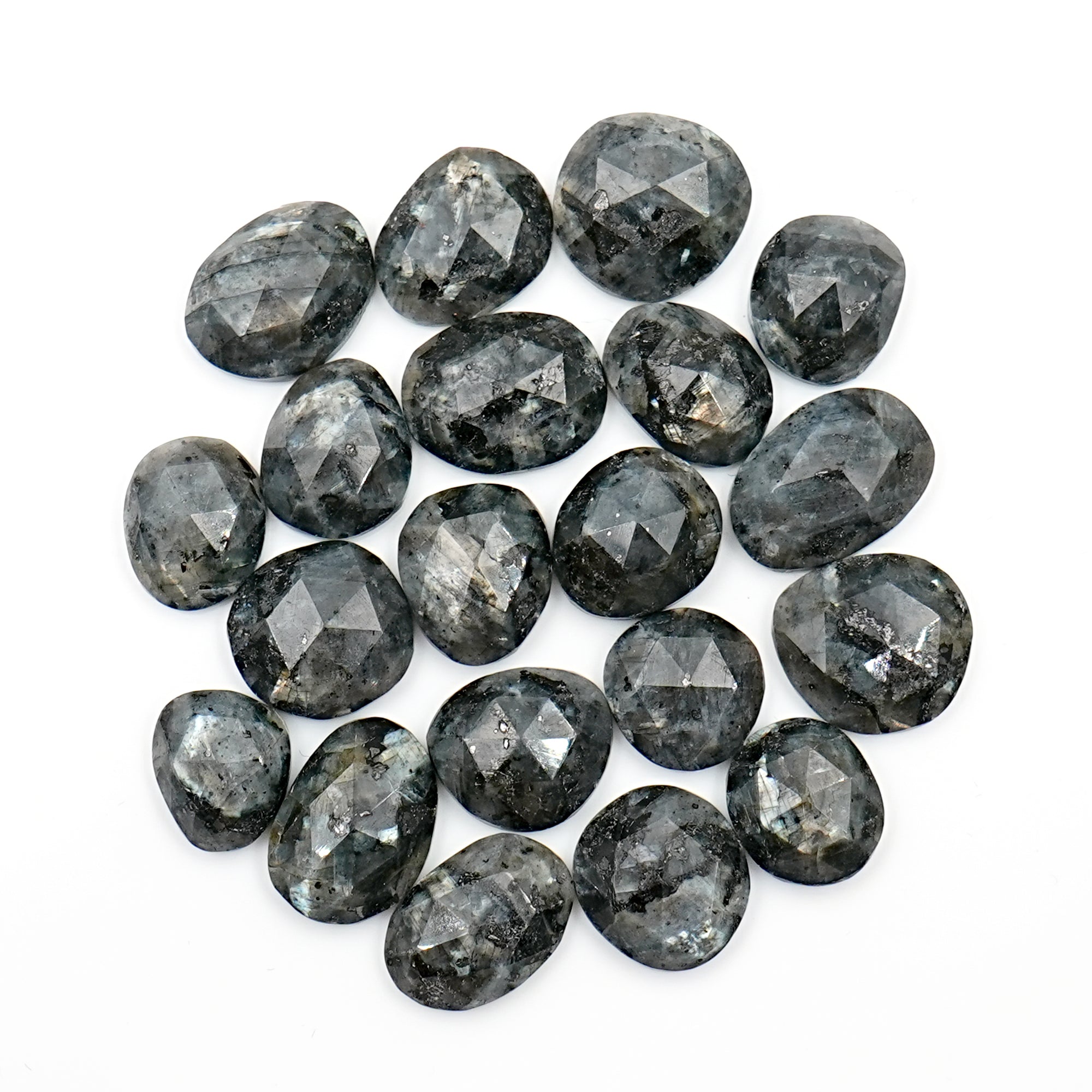 Larvikite Rose Cut Cabochons | Freeform Natural Gemstones for Jewelry Making - 20 Pieces
