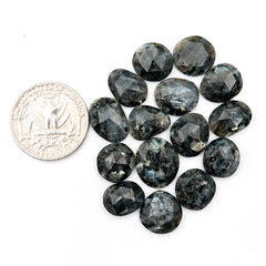 Freefrom Shape Larvikite Rose Cut Gemstones | Natural Cabochons with Blue Flash - 15 Pieces