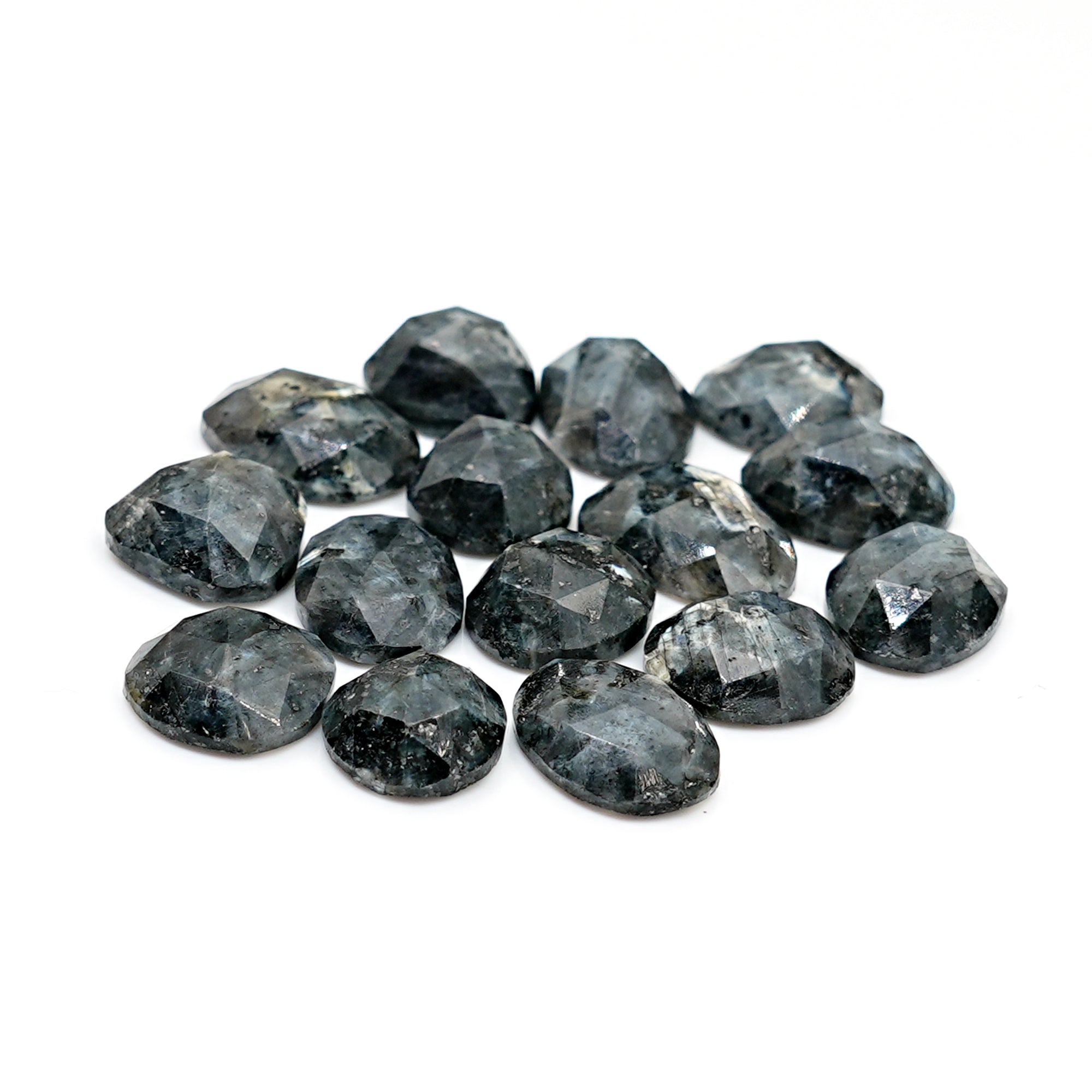Larvikite Rose Cut Gemstones | Freeform Cabochons for Jewelry Making - 15 Pieces